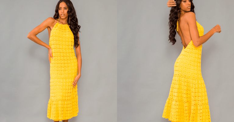 Gráficos Fáceis dos Pontos de Vestido em Crochê Gouda