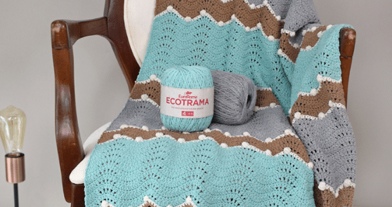 Manta de Crochê Azul Ecotrama