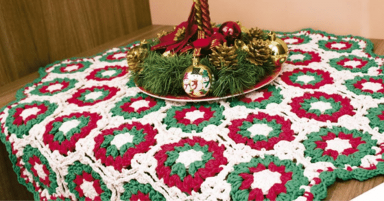 Centro de Mesa em Crochê para o Natal com Gráficos p Copiar