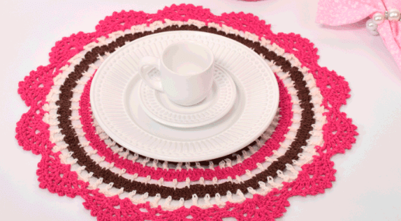 Sousplat de Crochê Rosa