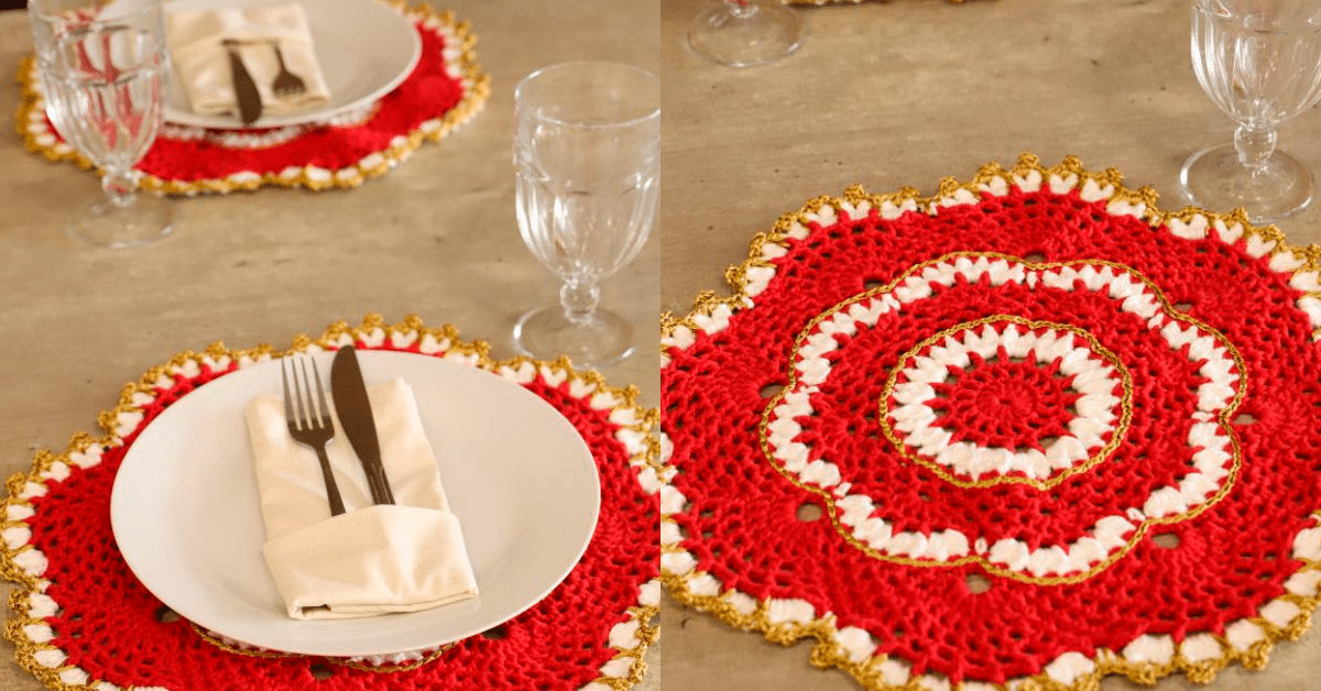 Faça para o Natal: Sousplat em Crochê Vermelho Paixão