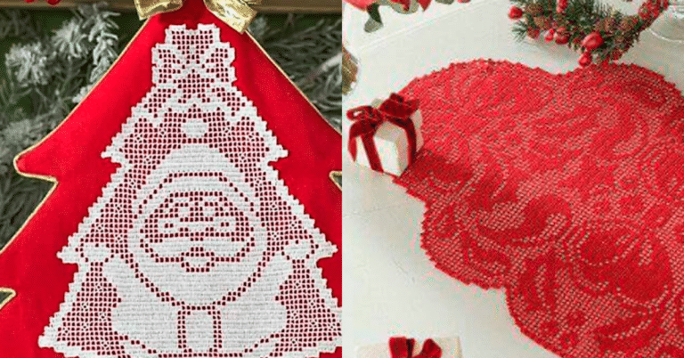 Ornamentos para o Natal: Trilhos de Mesa em Crochê c Gráficos