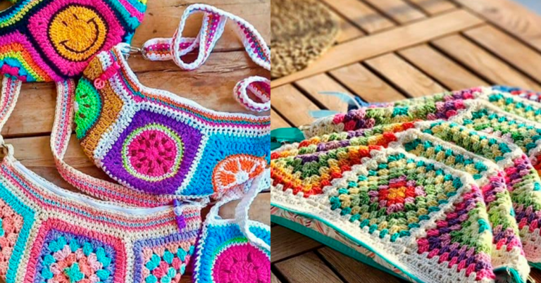 Pochetes de Crochê Simples e Bem Fácil com Quadradinhos da Vovó - Granny Squares