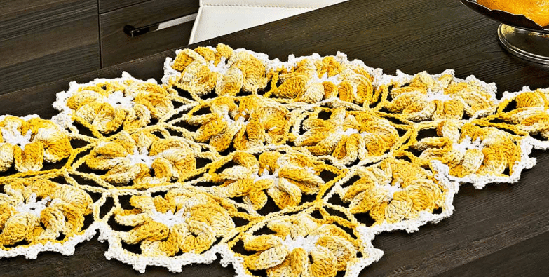Caminho de Mesa de crochê Margaridas