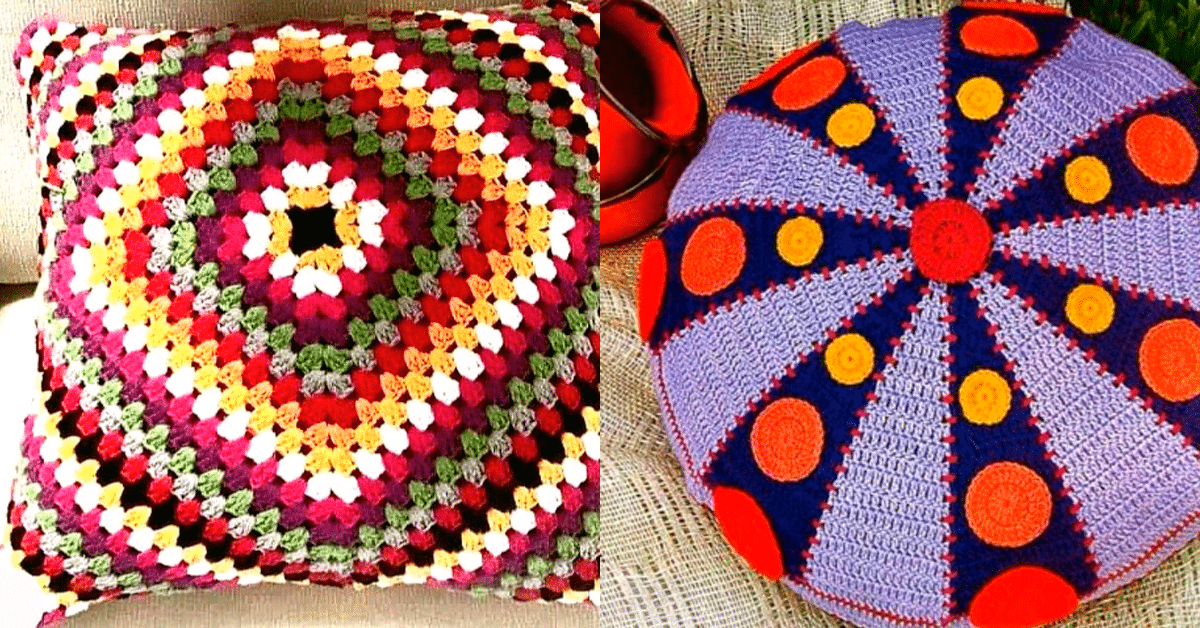 Almofadas em Crochê Coloridas com Gráficos para Download