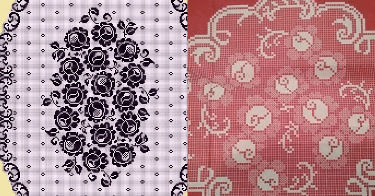 Crochê Filé - Centros de Mesa Belíssimos com Gráfico