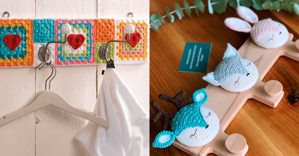 Cabideiros para Quarto Infantil - Ideias com Amigurumi e Squares