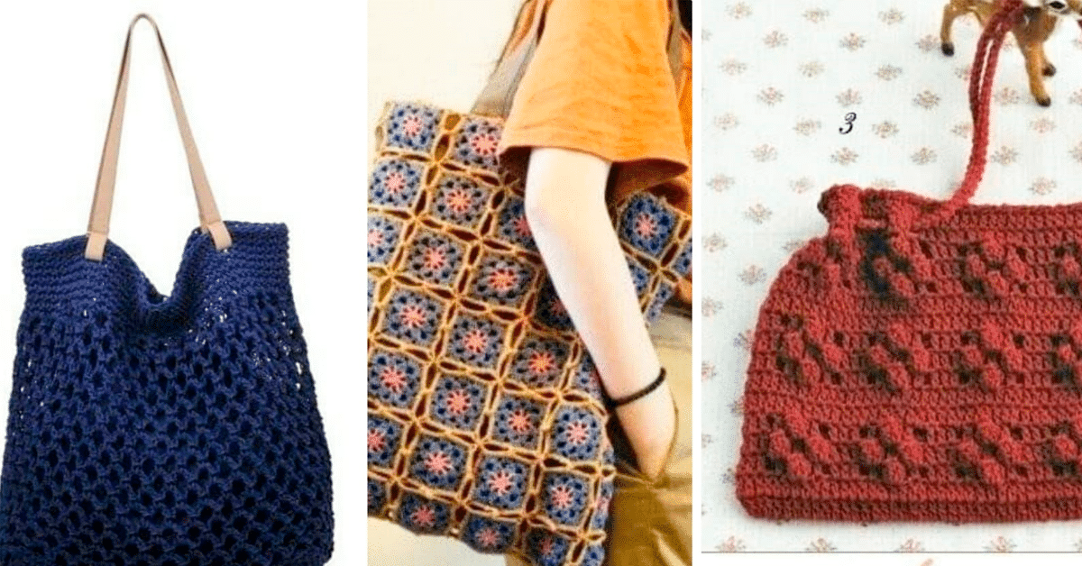 Bolsas de Crochê Simples e Bonitas - 35 Opções com Gráficos