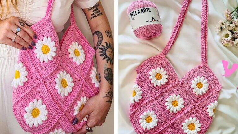 Bolsa de Crochê Primavera para Colorir o Universo