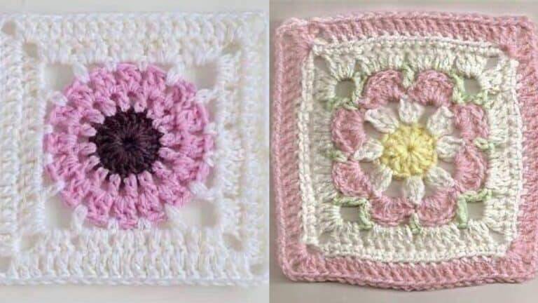 Um Guia Detalhado Sobre Squares de Crochê com Gráficos