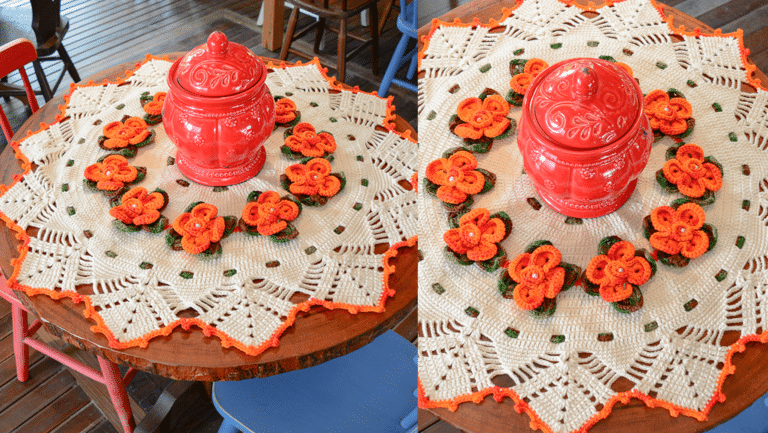 Elevando a Elegância: Centro de Mesa Calêndula em Crochê!