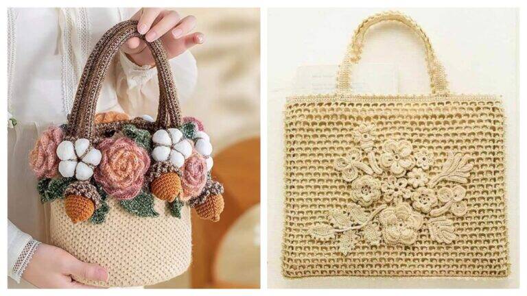 Estilo que Floresce: Bolsas de Crochê com Charme Floral