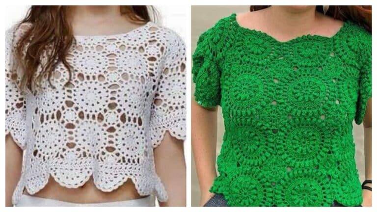 Blusas com Squares de Crochê – Lindas e Fáceis de Fazer- Veja Agora !
