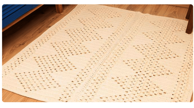 Tapete de Crochê em Cor Natural: Beleza Simples e Acolhedora
