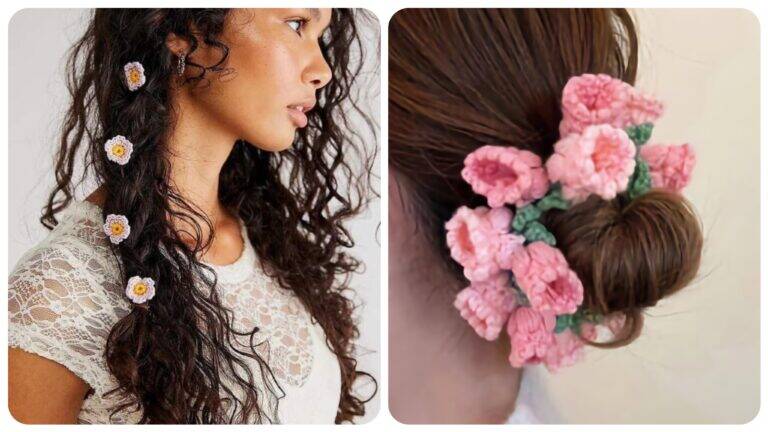 Enfeites para o Cabelo em Crochê: Flores e Laços Artesanais
