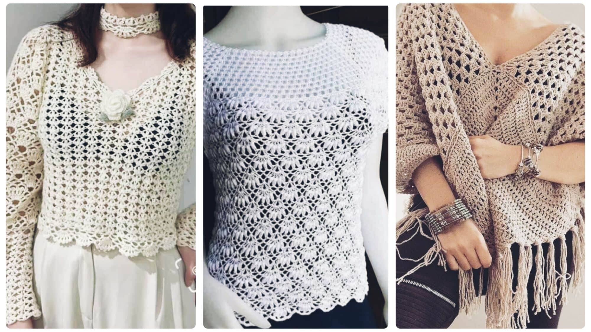 Blusa de crochê com graficos