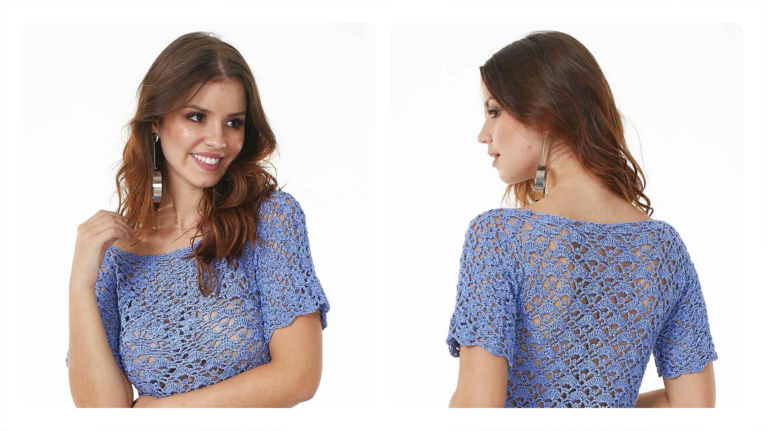 Receita Blusa de Crochê Glamour Azul: Elegância e Estilo Artesanal!