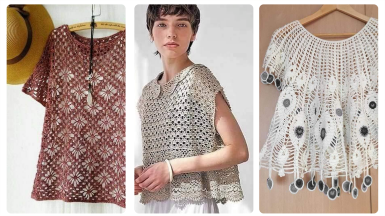 Padrões de Crochê Premium: Pontos de Crochê com Gráficos para Fazer Blusas Delicadas!