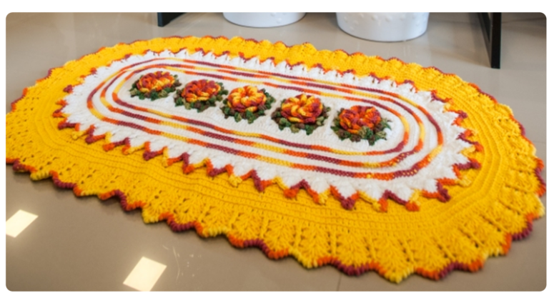 Receita de Tapete de Crochê Max Branco e Amarelo: Elegância e Aconchego para sua Casa