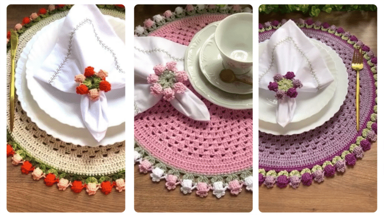 Os Sousplats de Crochê Mais Lindos Que Você Vai Ver Hoje! Muita Elegância e Charme na Sua Mesa