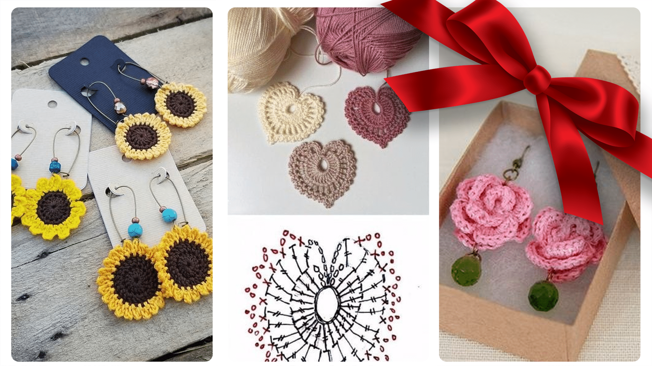 Projetos de Crochê Simples e Rápido de Fazer Para dia Das Mães: Brincos com Gráficos!