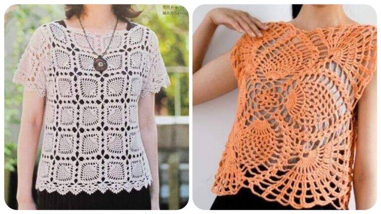 Blusas de Crochê com Ponto Abacaxi: Padrões Grátis e Inspirações