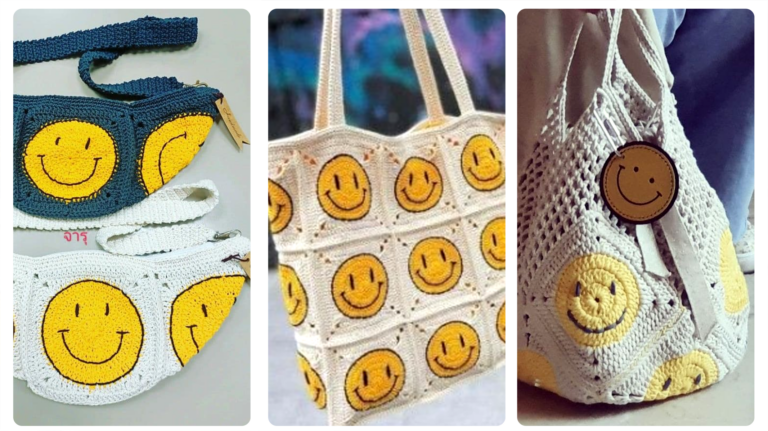 Bolsas de Crochê com Motivos Smile Com Gráficos: Alegria e Estilo em Cada Ponto !