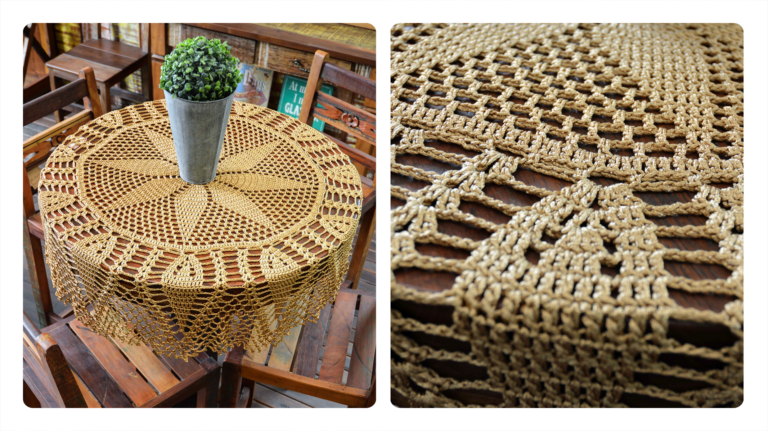Receita Toalha de Crochê Encanto Dourado: Elegância e Sofisticação para a Sua Mesa