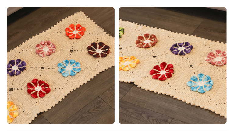 Receita Tapete de Crochê Retangular com Motivos Florais