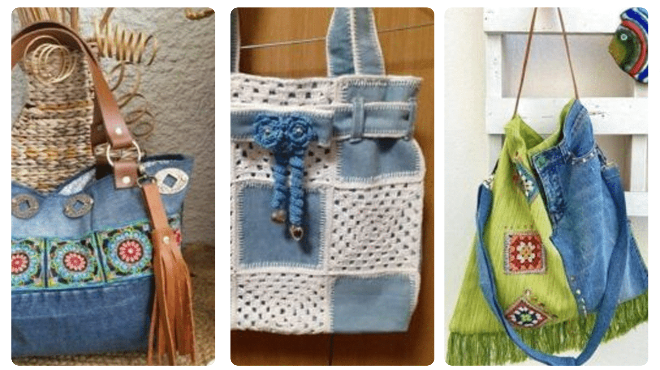 Idéias de Crochê Criativo: Upcycling: Transformando Jeans Velho em Obras de Arte Sustentáveis!