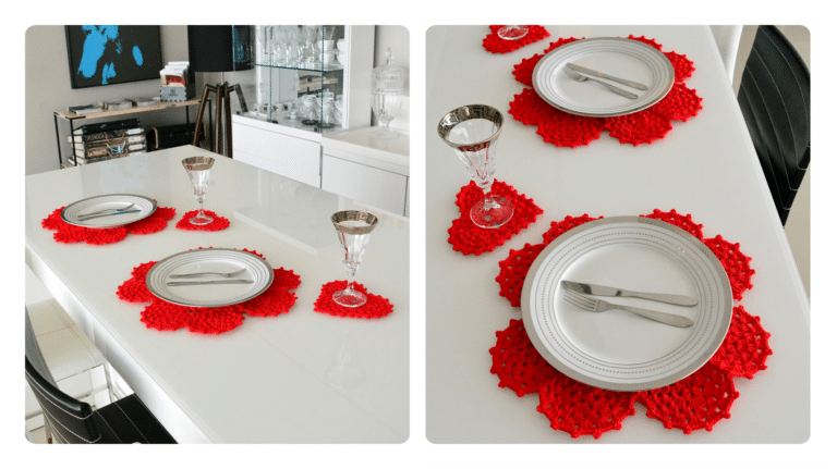 Receita Jogo Americano de Crochê Amor
