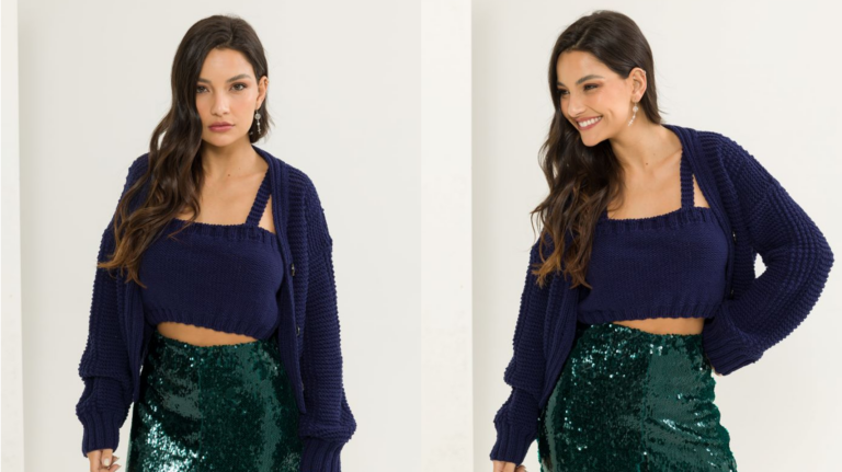 Receita Conjunto de Tricô: Cropped e Cardigã Noturna
