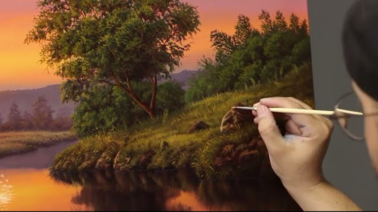 Como Pintar uma Paisagem com Pôr do Sol!