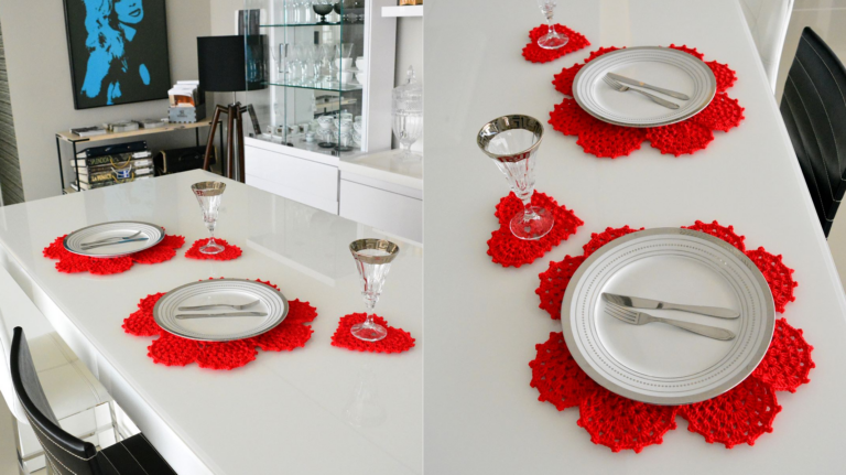Receita Jogo Americano de Crochê Amor: Um Toque de Carinho à Mesa