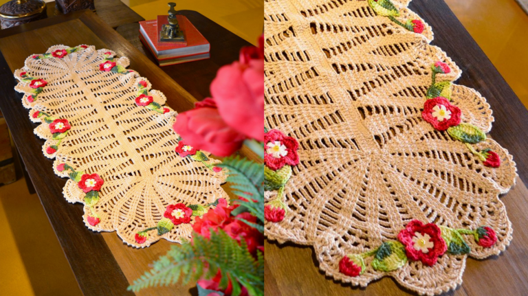 Receita Caminho de Mesa em Crochê Oval Primavera: Elegância e Cor para Sua Mesa
