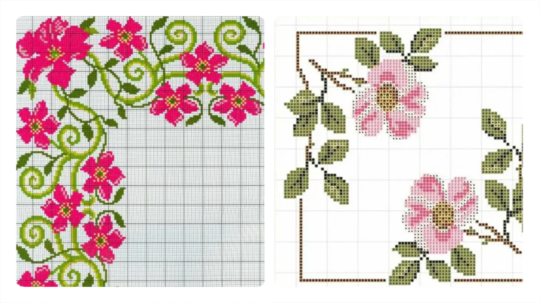 Bordados que encantam: Descubra o poder das flores de canto em ponto cruz