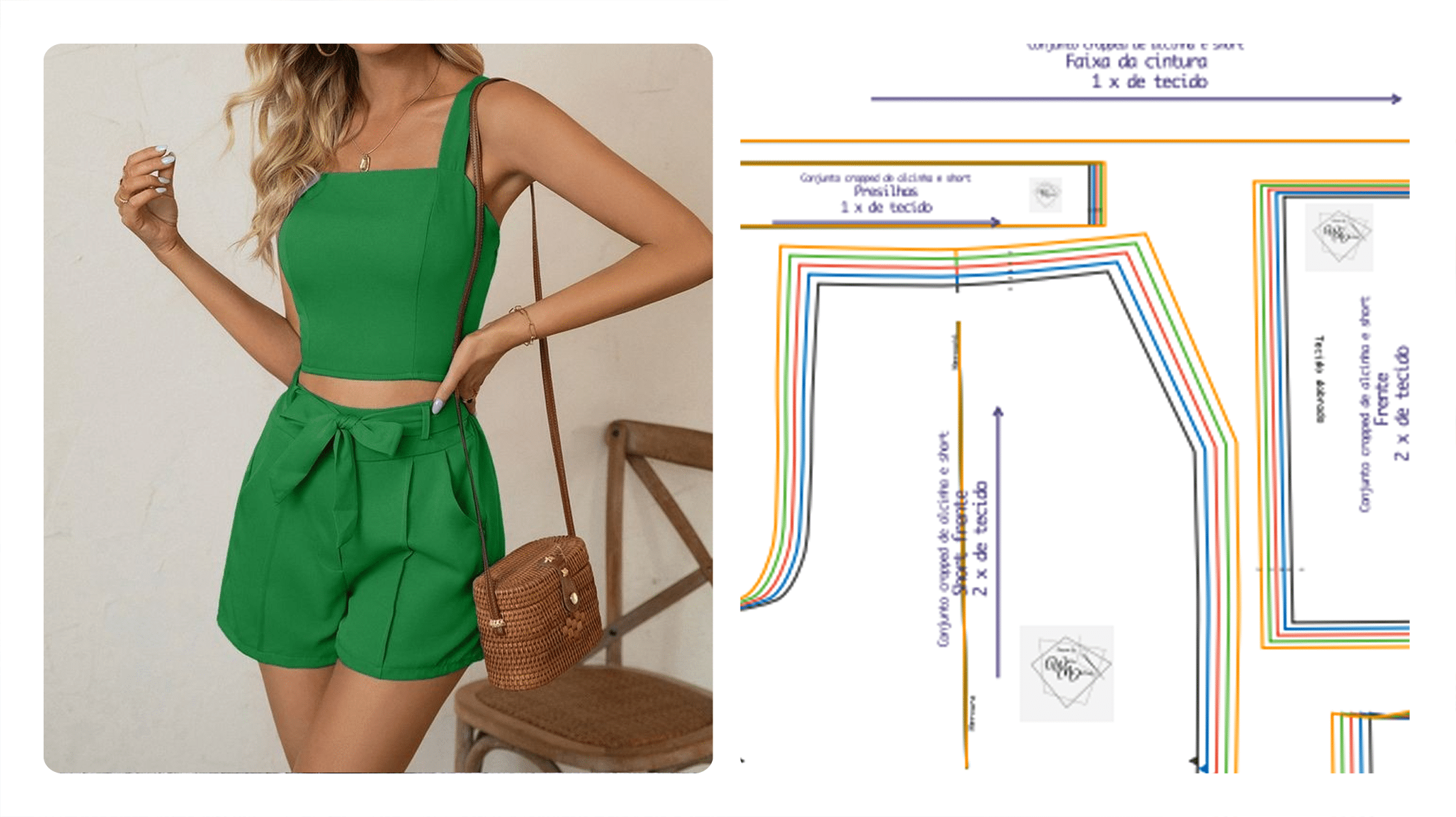 Molde de Conjunto Grátis: Molde Exclusivo de Cropped e Short Quadrado para Costura!