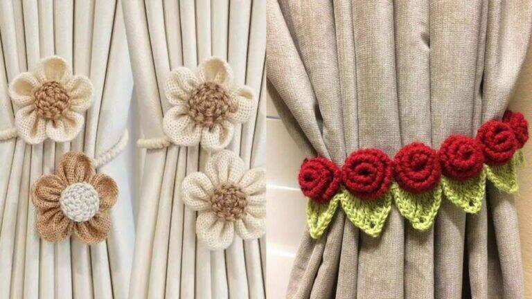 Prendedores de Cortina de Crochê com Flores: Elegância e Funcionalidade