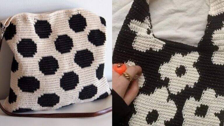 Bolsas em Crochê Ponto Conduzido – Gráficos Detalhados