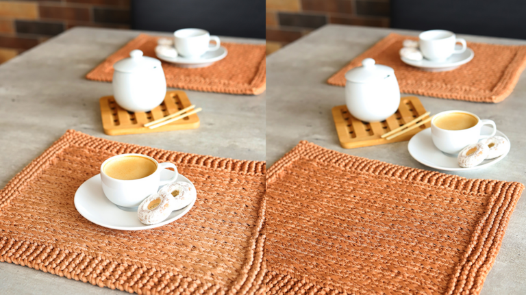 Jogo Americano de Tricô Cappuccino: Elegância e Conforto na Sua Mesa