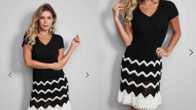 Receita Vestido de Crochê Preto e Branco: Elegância Atemporal