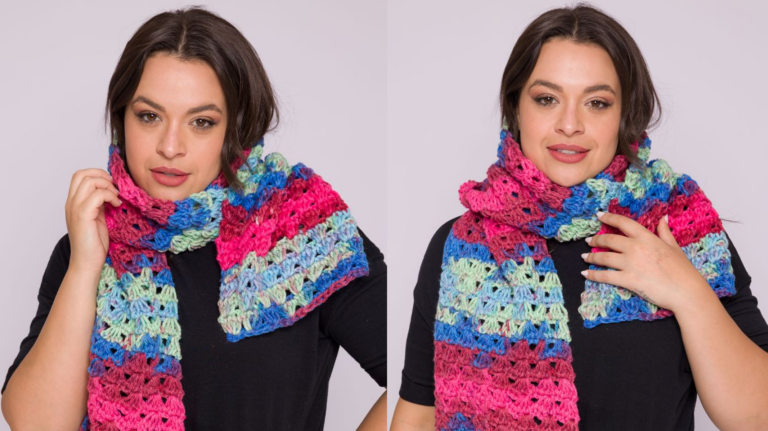 Cachecol de Crochê Tunisiano Folia: Elegância e Conforto com um Toque de Cor