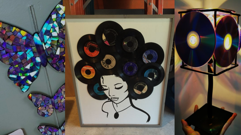 Artesanato para Decoração Sustentável com Discos e CDs Velhos