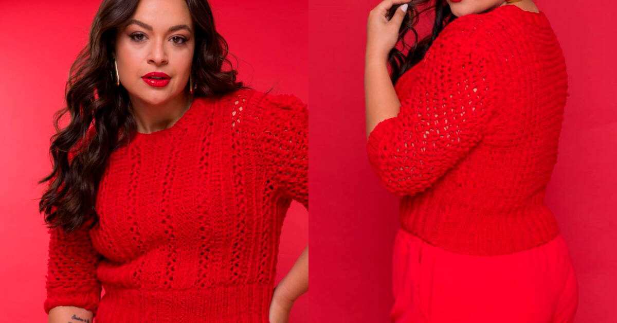 Blusa de Tricô Vermelha com Ponto Fantasia Lindo: Como Fazer