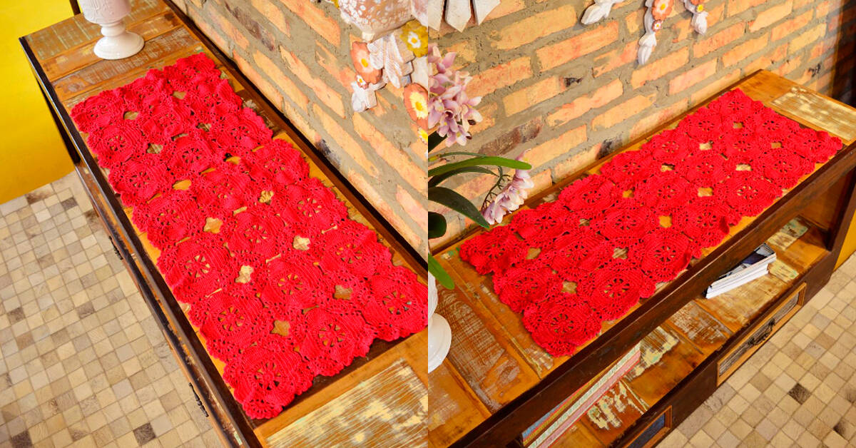 Toalha de Mesa de Crochê Cereja: Um Toque Clássico e Sofisticado