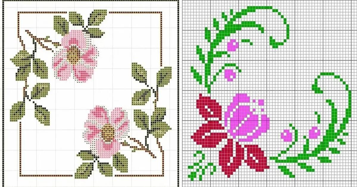 Flores de Canto em Ponto Cruz: Transforme seu Artesanato!