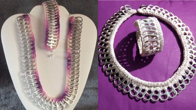 Ideias Incríveis de Colares e Pulseiras Feitas com Crochê e Lacres de Latinhas!