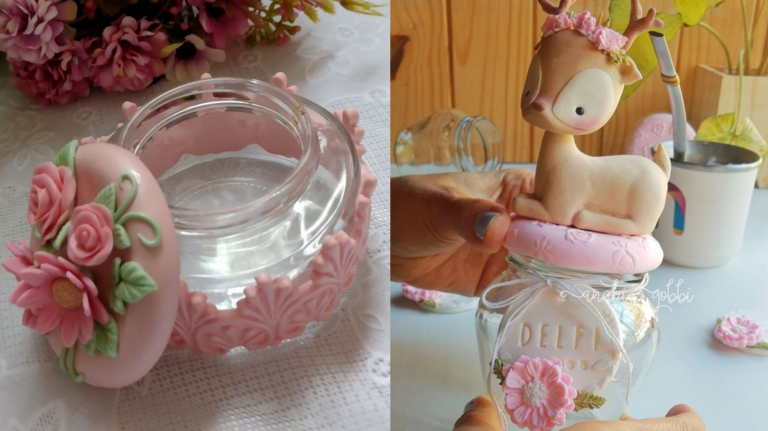 DIY: Veja 15 ideias de potes decorados em biscuit e Receita Caseira da Massa!