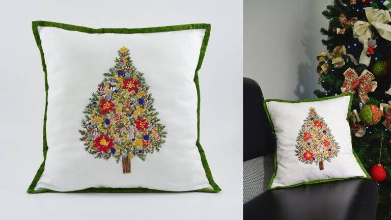 Almofada de Árvore de Natal Bordada: Faça a Sua!