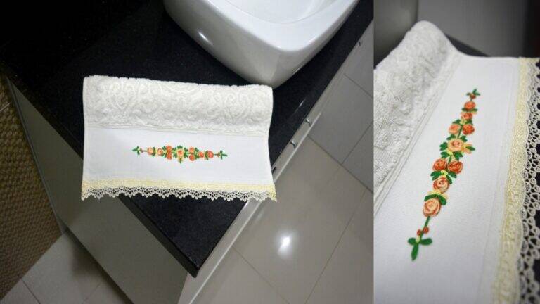 Toalha Bordada com Rosinhas: Aprenda a fazer a Sua!